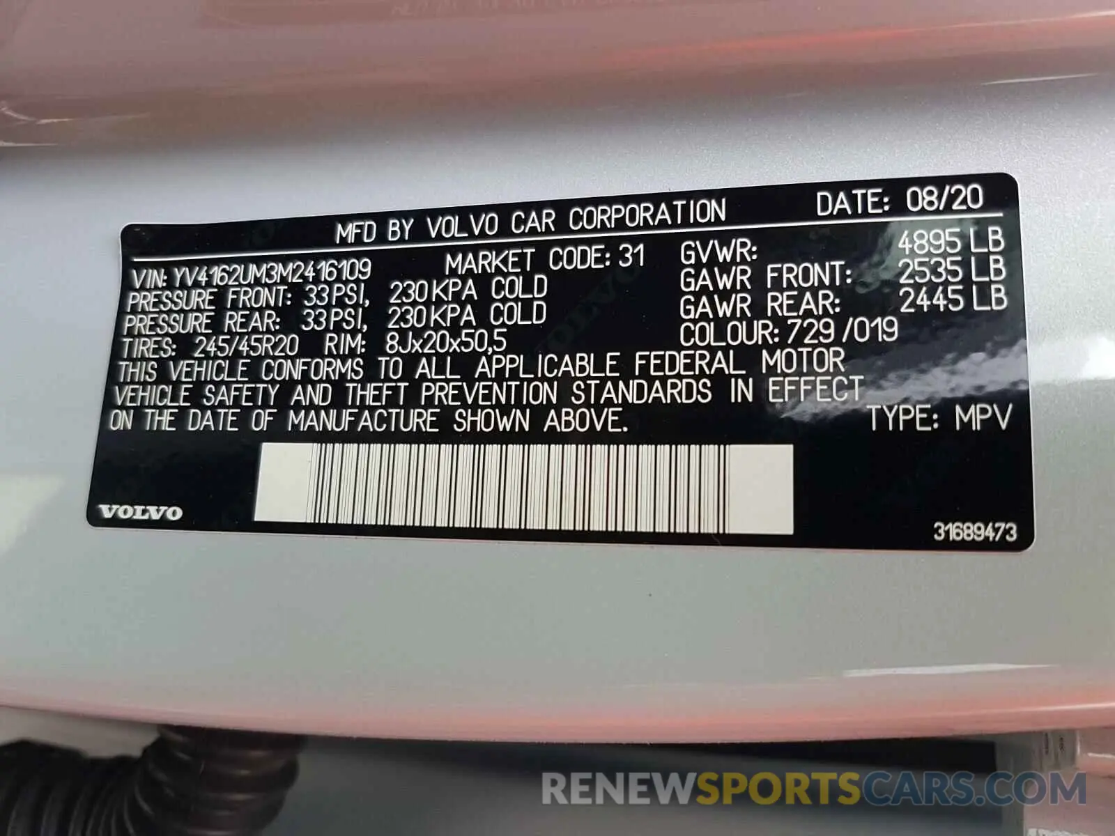 10 fotografías del automóvil dañado YV4162UM3M2416109 VOLVO XC40 2021