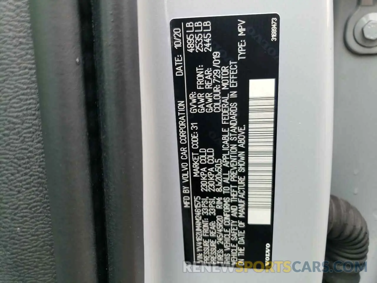 10 fotografías del automóvil dañado YV4162UM4M2461575 VOLVO XC40 2021