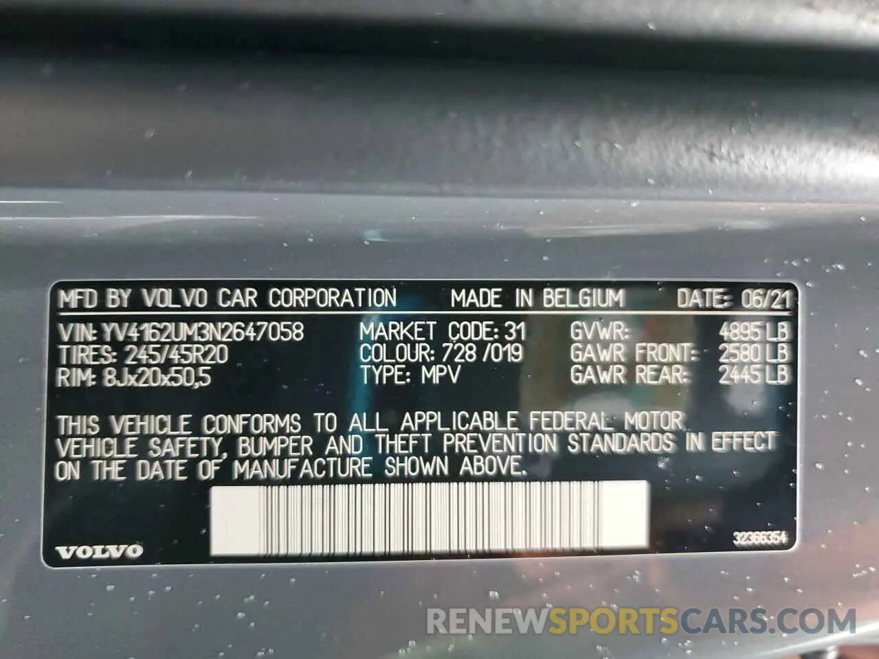 13 fotografías del automóvil dañado YV4162UM3N2647058 VOLVO XC40 2022