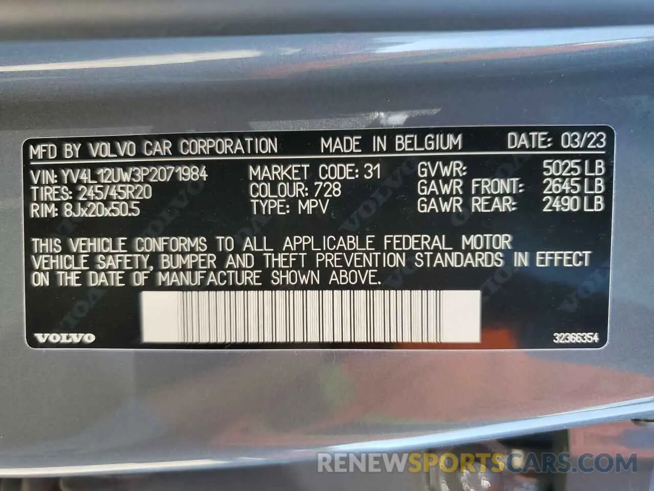 13 fotografías del automóvil dañado YV4L12UW3P2071984 VOLVO XC40 PLUS 2023