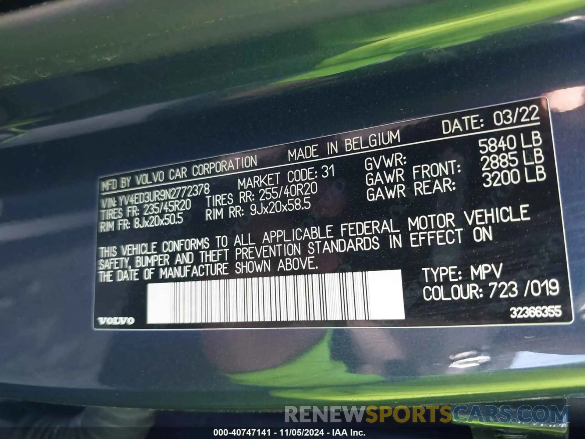 9 fotografías del automóvil dañado YV4ED3UR9N2772378 VOLVO XC40 RECHARGE PURE ELECTRIC 2022