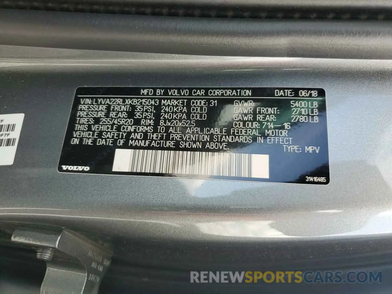 13 fotografías del automóvil dañado LYVA22RLXKB215043 VOLVO XC60 2019