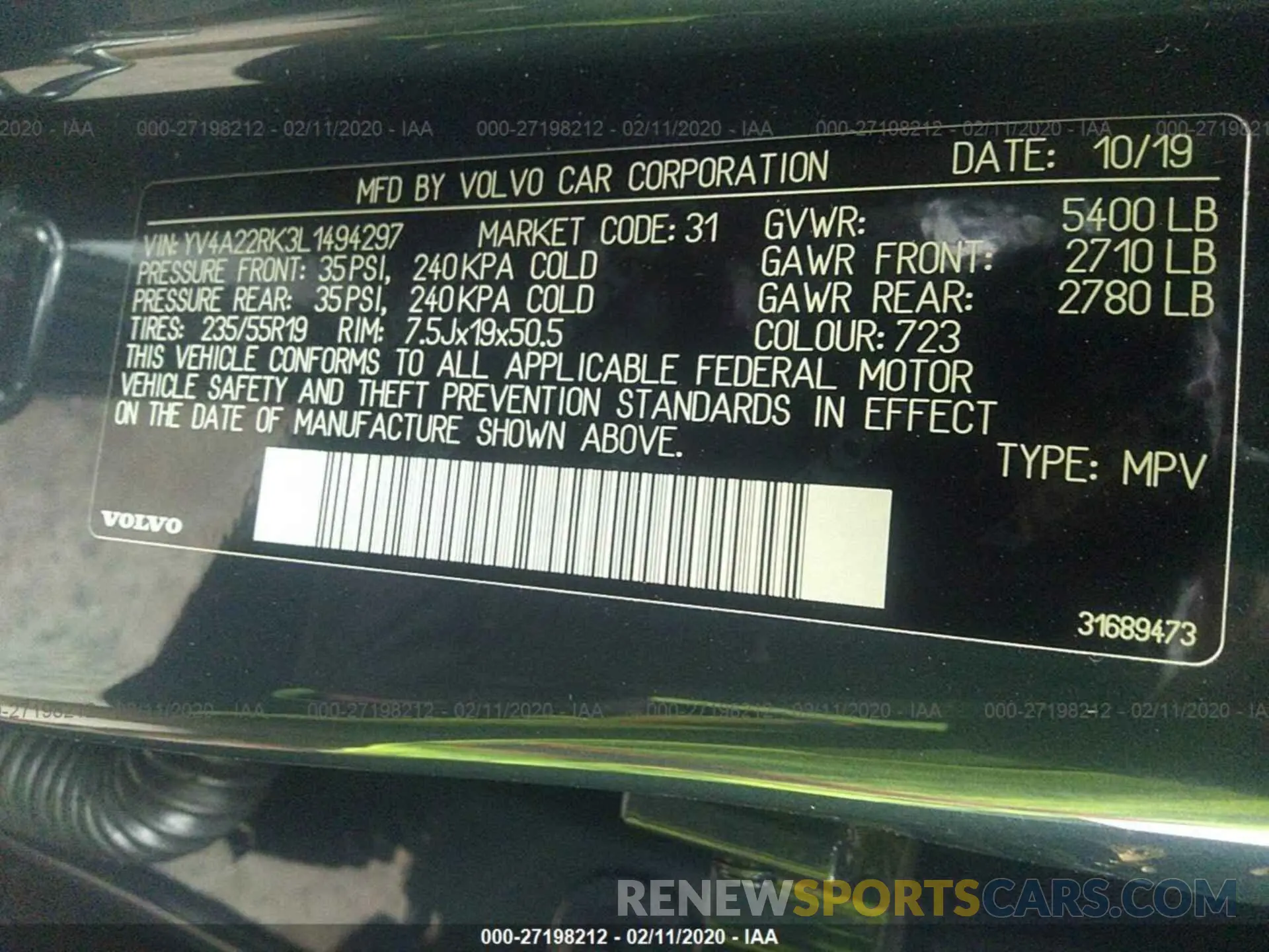 9 fotografías del automóvil dañado YV4A22RK3L1494297 VOLVO XC60 2020