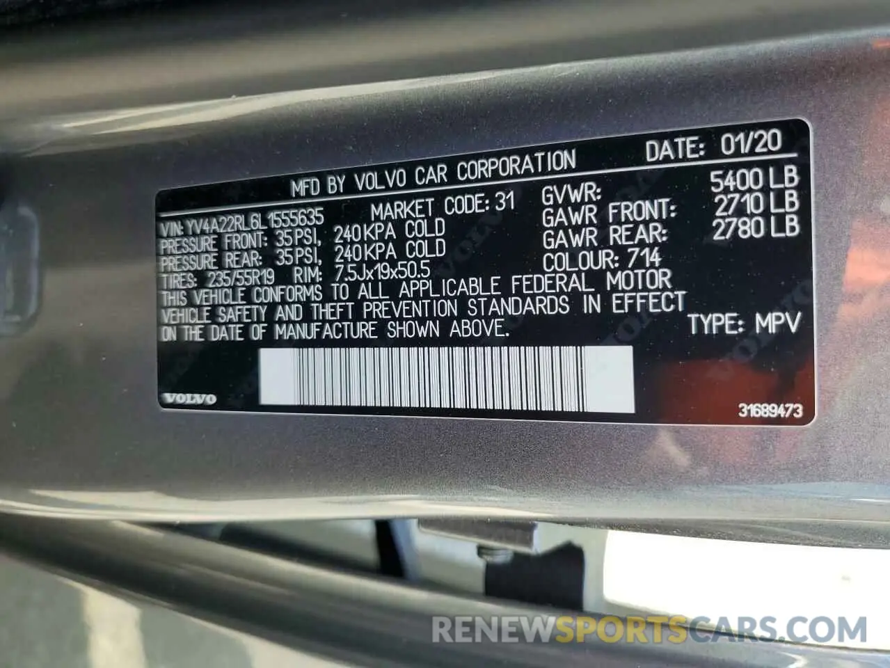 13 fotografías del automóvil dañado YV4A22RL6L1555635 VOLVO XC60 2020