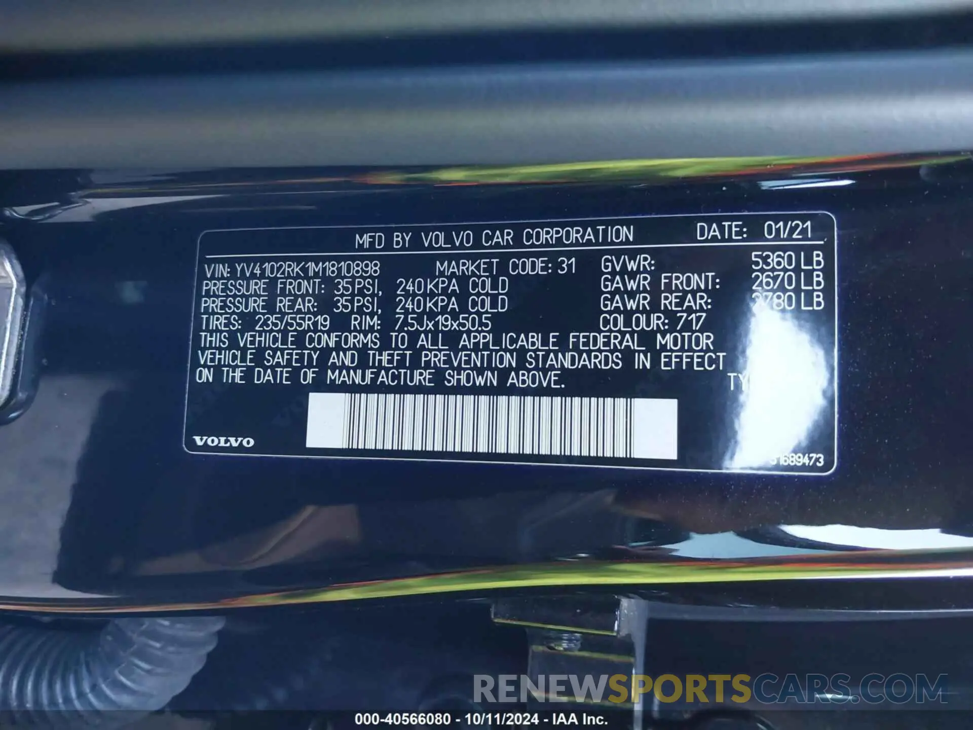 9 fotografías del automóvil dañado YV4102RK1M1810898 VOLVO XC60 2021
