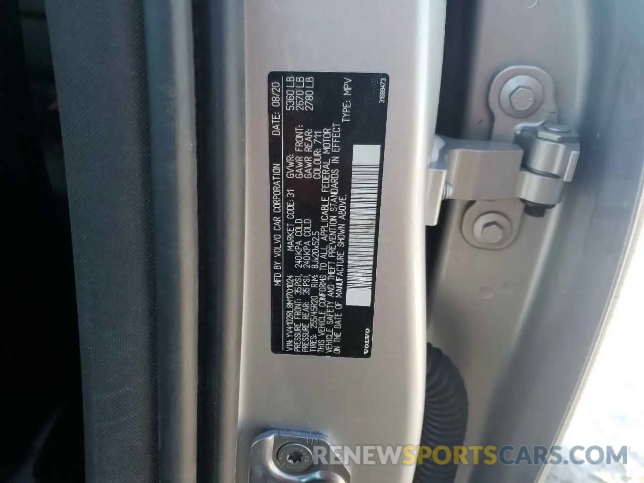 12 fotografías del automóvil dañado YV4102RL8M1701024 VOLVO XC60 2021