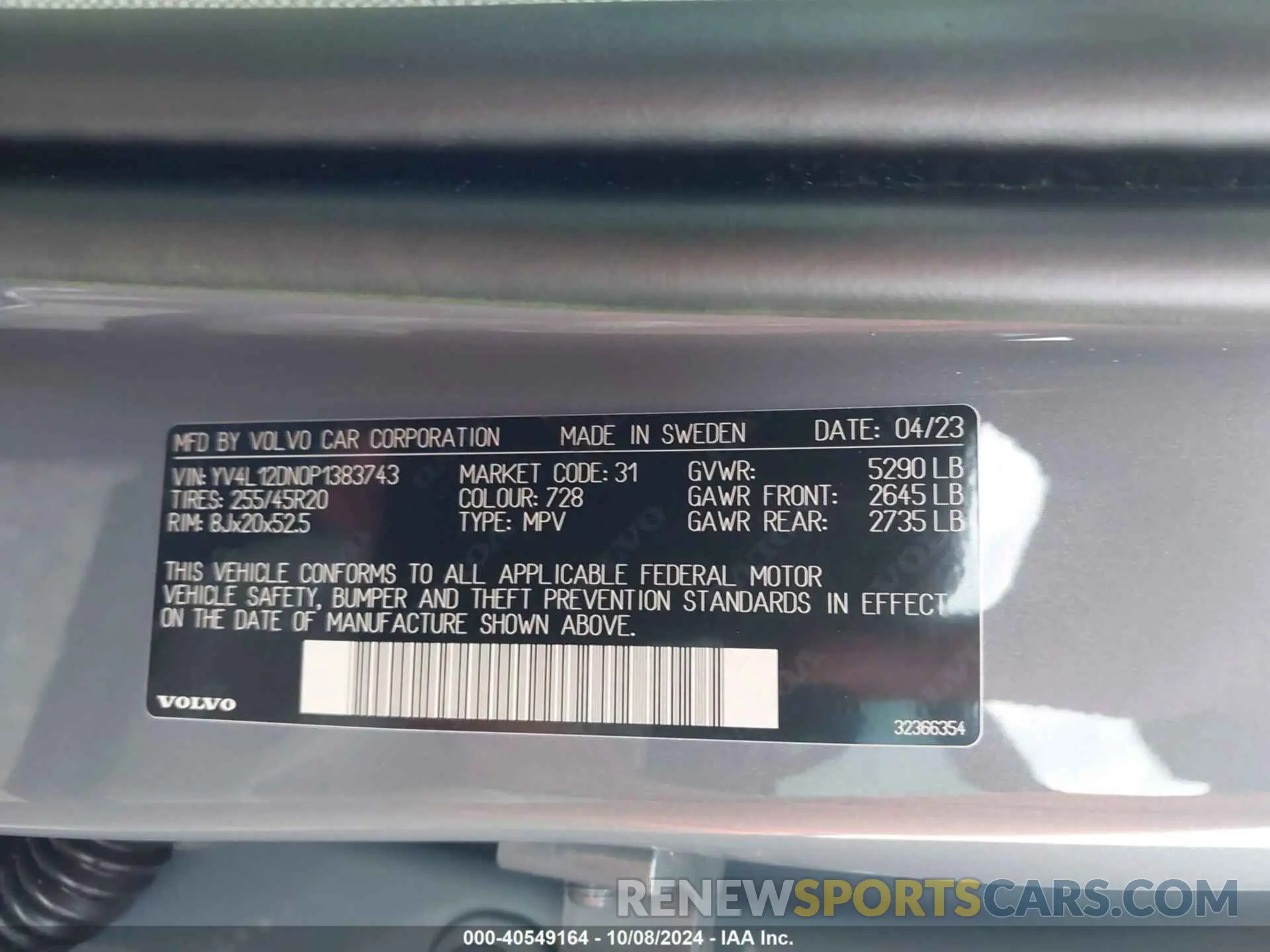 9 fotografías del automóvil dañado YV4L12DN0P1383743 VOLVO XC60 2023