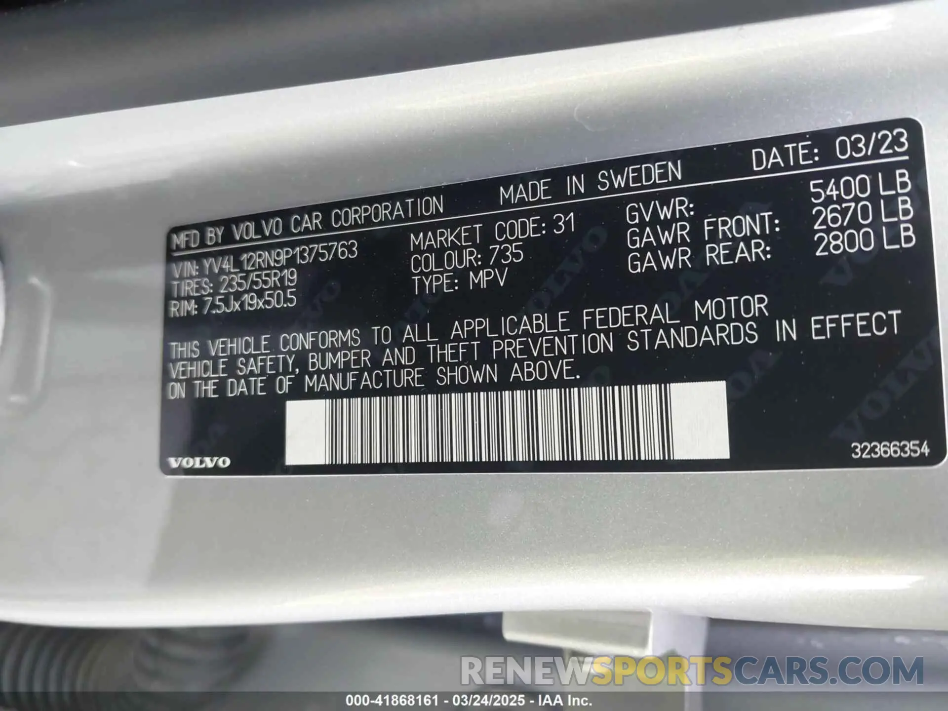 9 fotografías del automóvil dañado YV4L12RN9P1375763 VOLVO XC60 2023