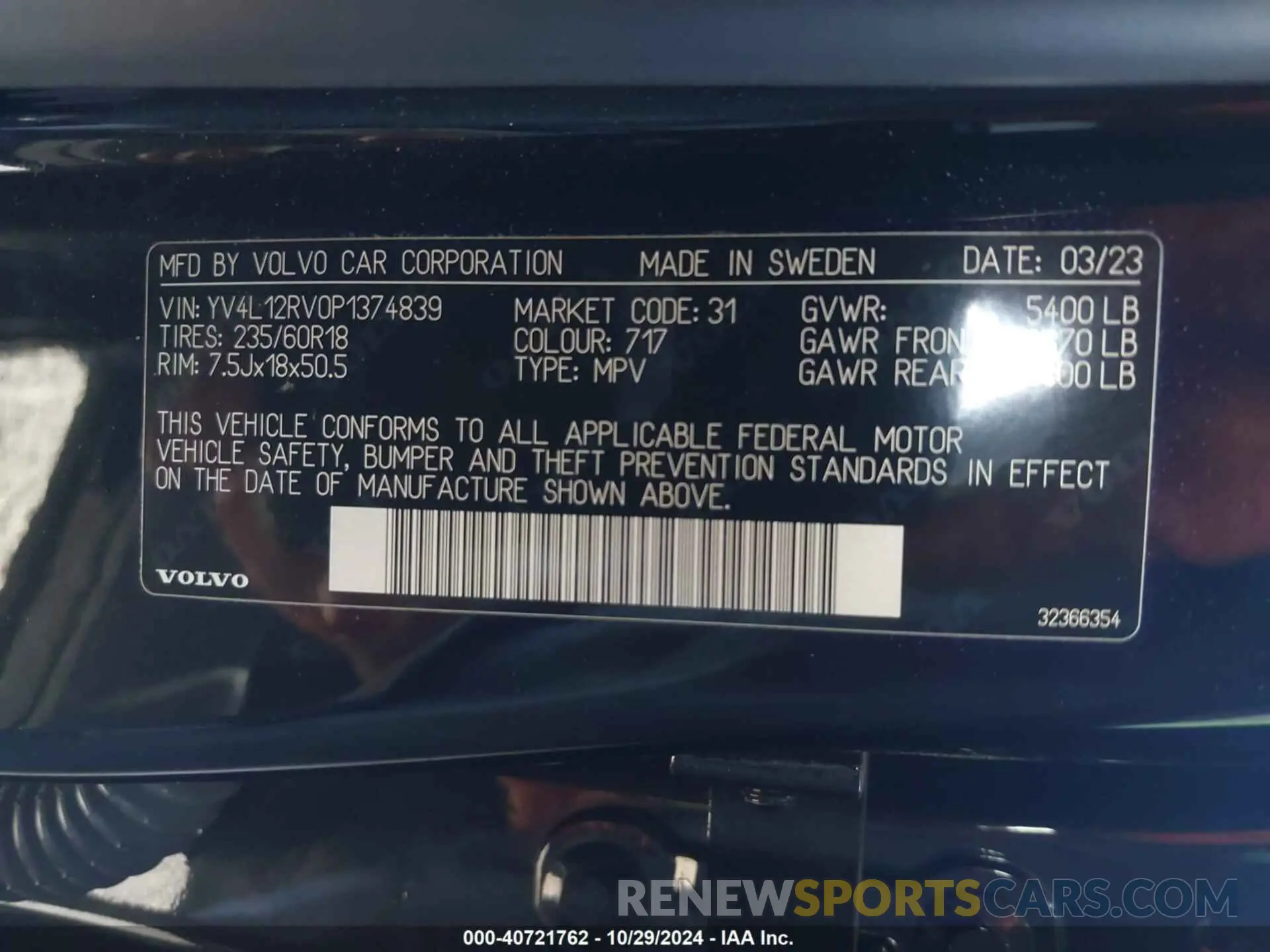 9 fotografías del automóvil dañado YV4L12RV0P1374839 VOLVO XC60 2023