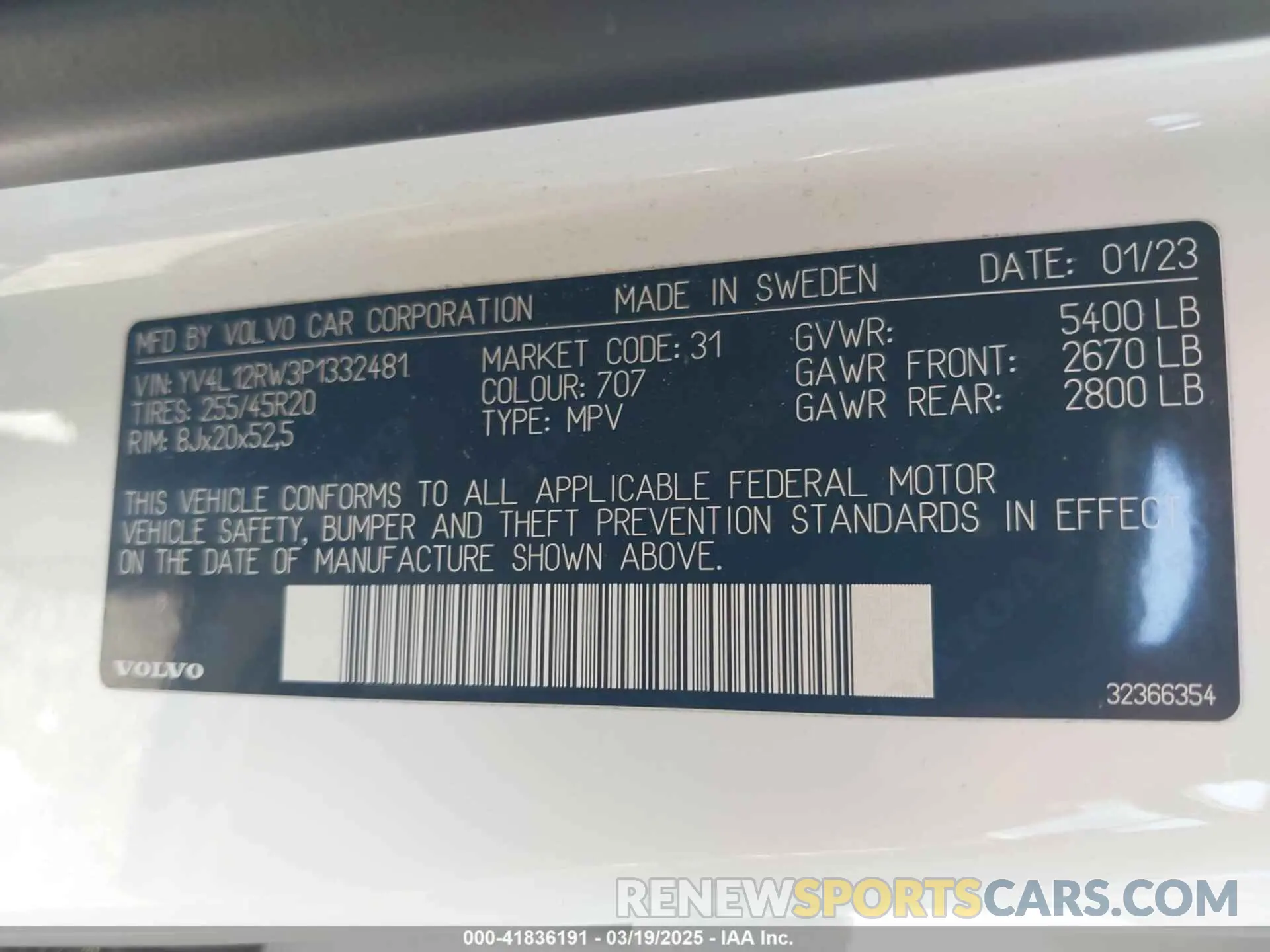 9 fotografías del automóvil dañado YV4L12RW3P1332481 VOLVO XC60 2023