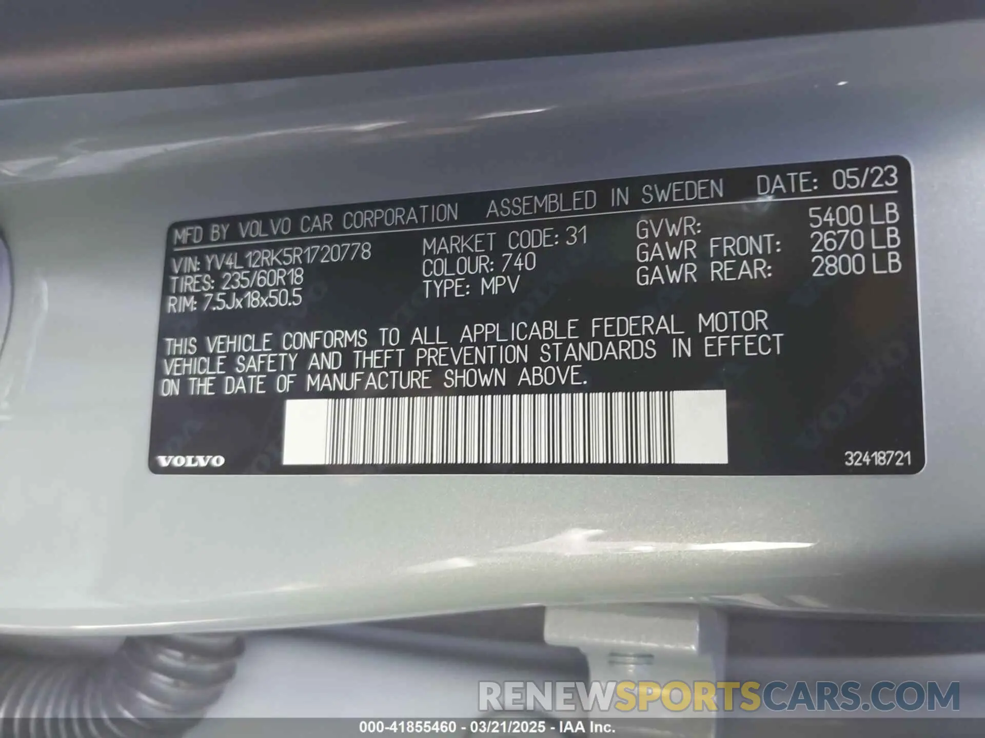 9 fotografías del automóvil dañado YV4L12RK5R1720778 VOLVO XC60 2024