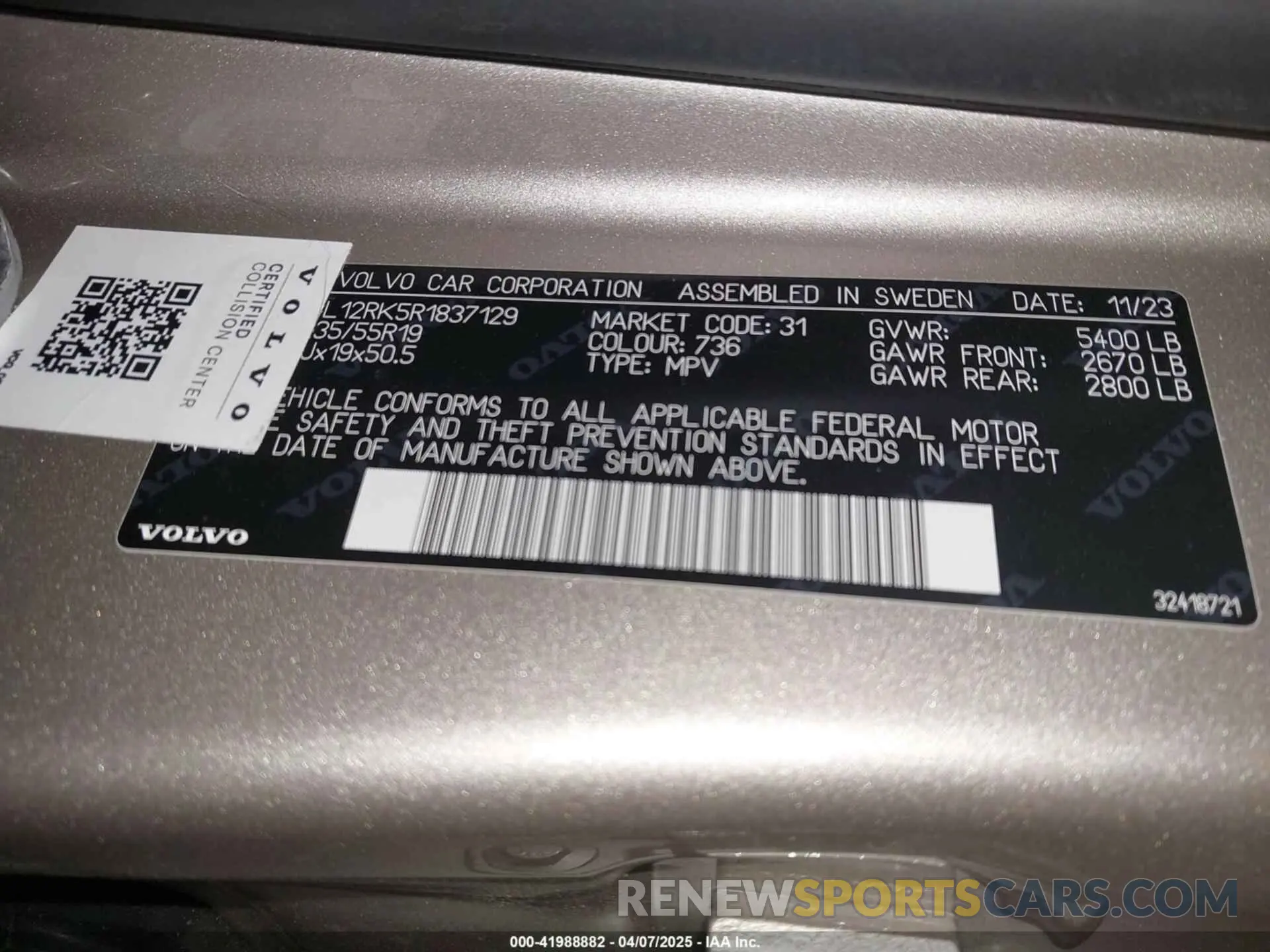 9 fotografías del automóvil dañado YV4L12RK5R1837129 VOLVO XC60 2024