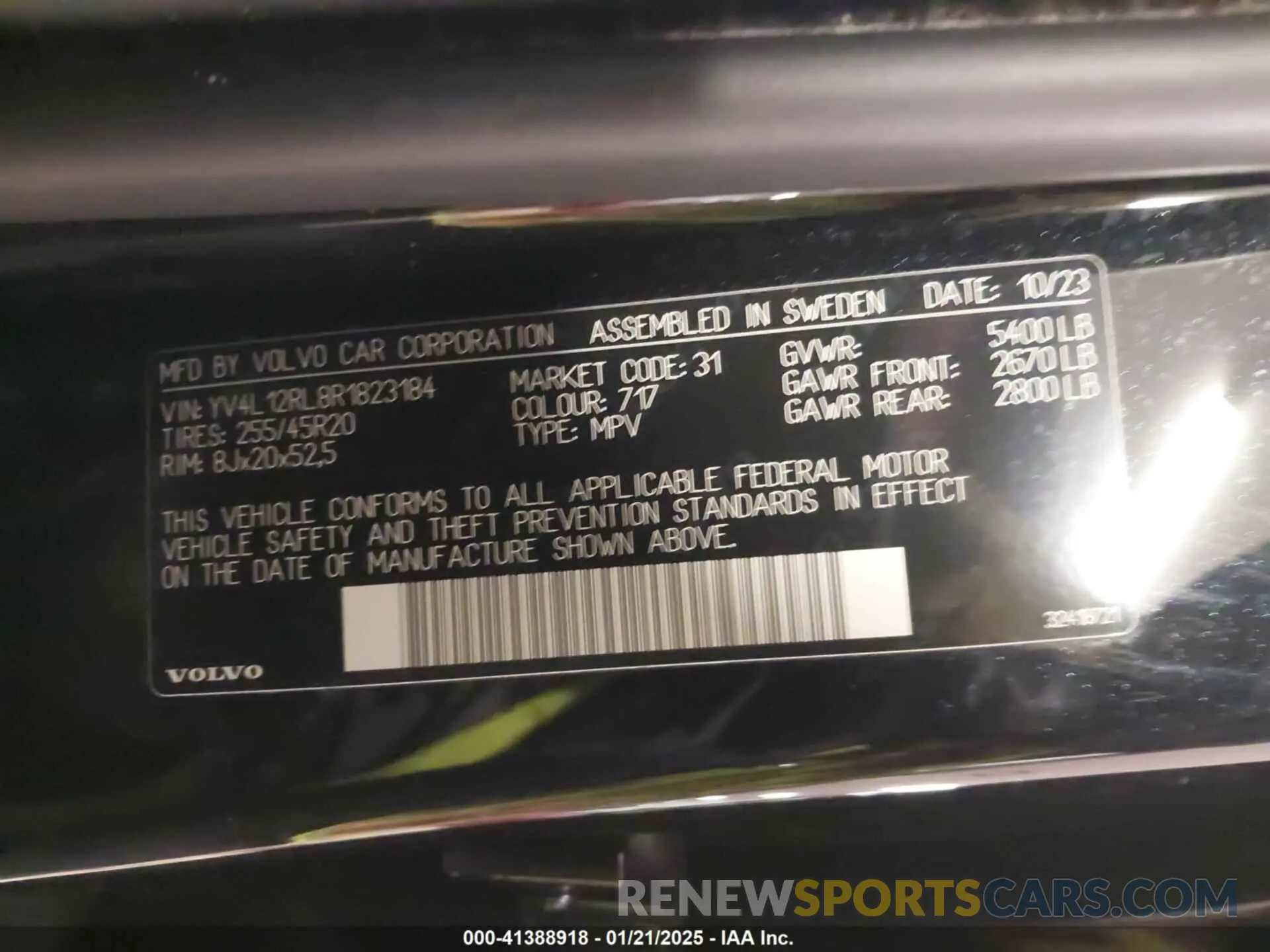 9 fotografías del automóvil dañado YV4L12RL8R1823184 VOLVO XC60 2024