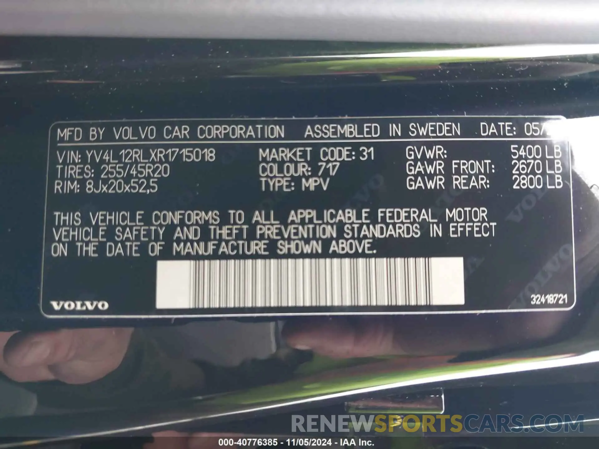 9 fotografías del automóvil dañado YV4L12RLXR1715018 VOLVO XC60 2024