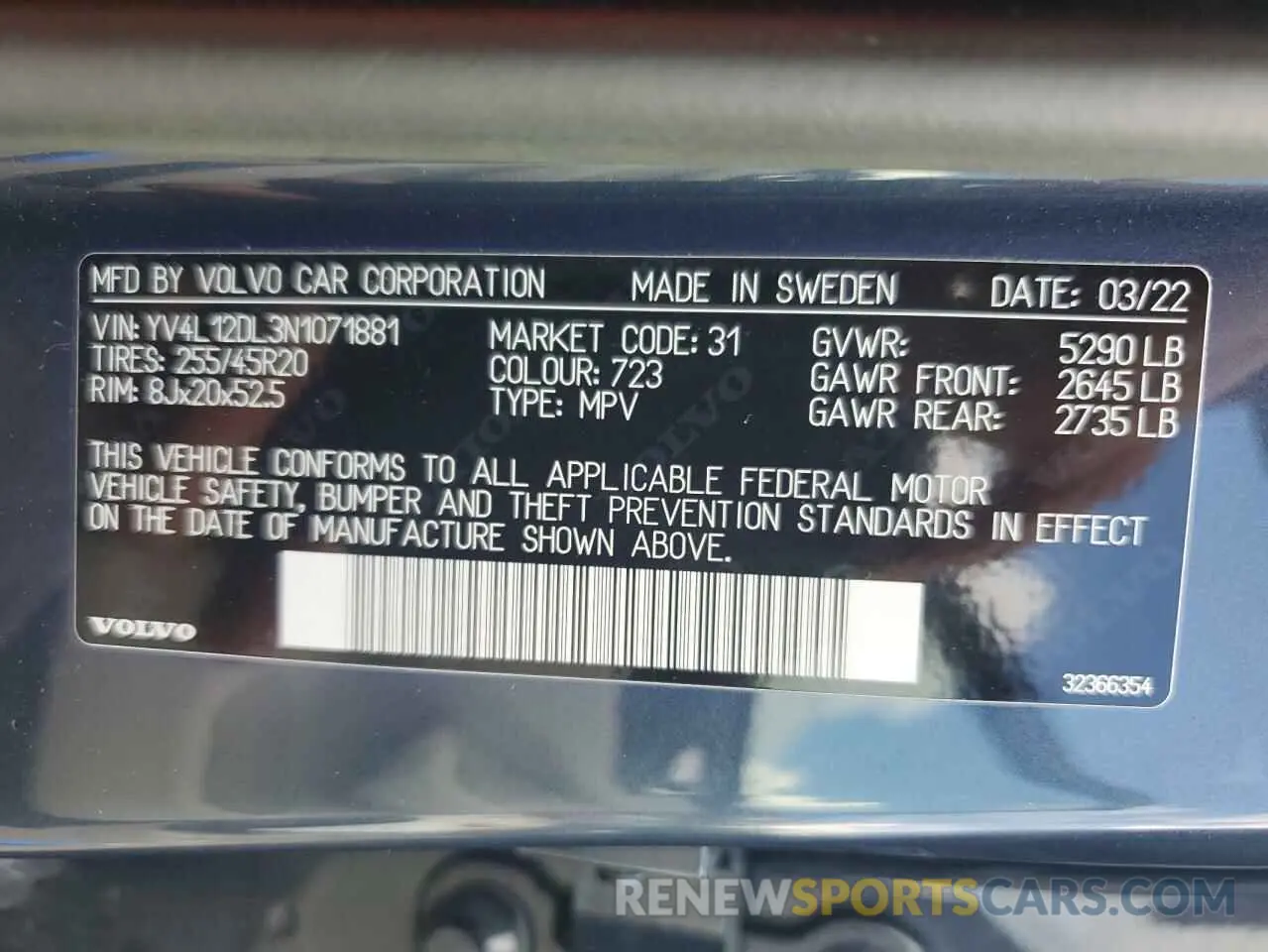 14 fotografías del automóvil dañado YV4L12DL3N1071881 VOLVO XC60 B5 IN 2022