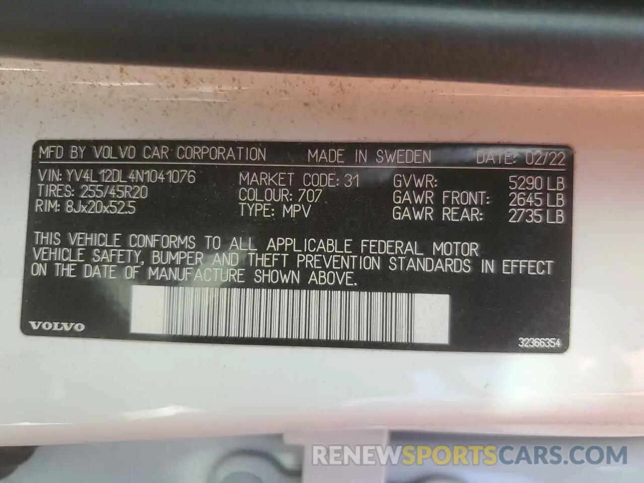 15 fotografías del automóvil dañado YV4L12DL4N1041076 VOLVO XC60 B5 IN 2022