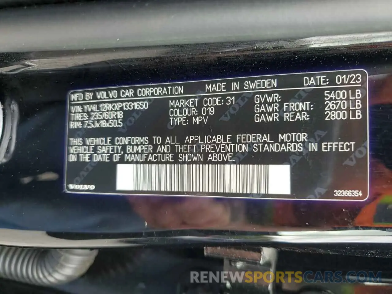 13 fotografías del automóvil dañado YV4L12RKXP1331650 VOLVO XC60 CORE 2023