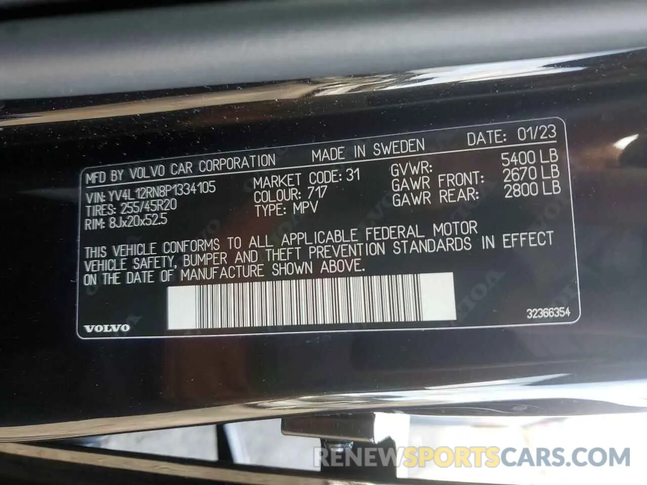 15 fotografías del automóvil dañado YV4L12RN8P1334105 VOLVO XC60 PLUS 2023