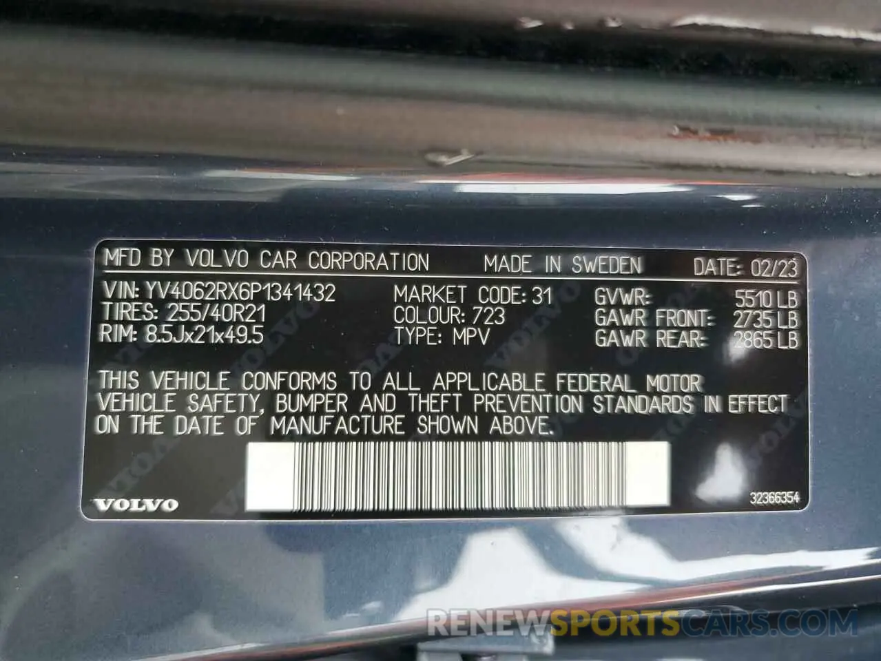 15 fotografías del automóvil dañado YV4062RX6P1341432 VOLVO XC60 ULTIM 2023