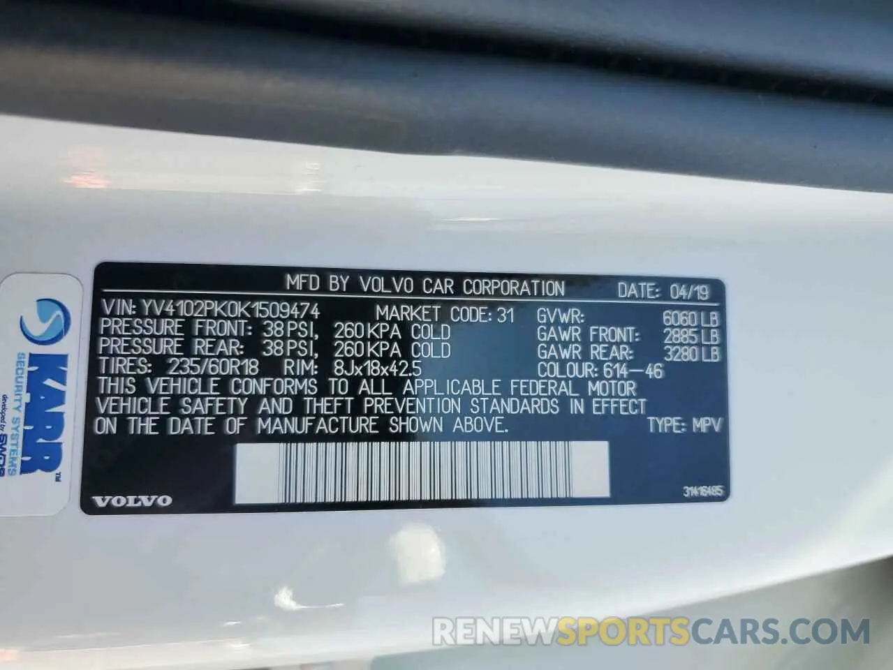14 fotografías del automóvil dañado YV4102PK0K1509474 VOLVO XC90 2019