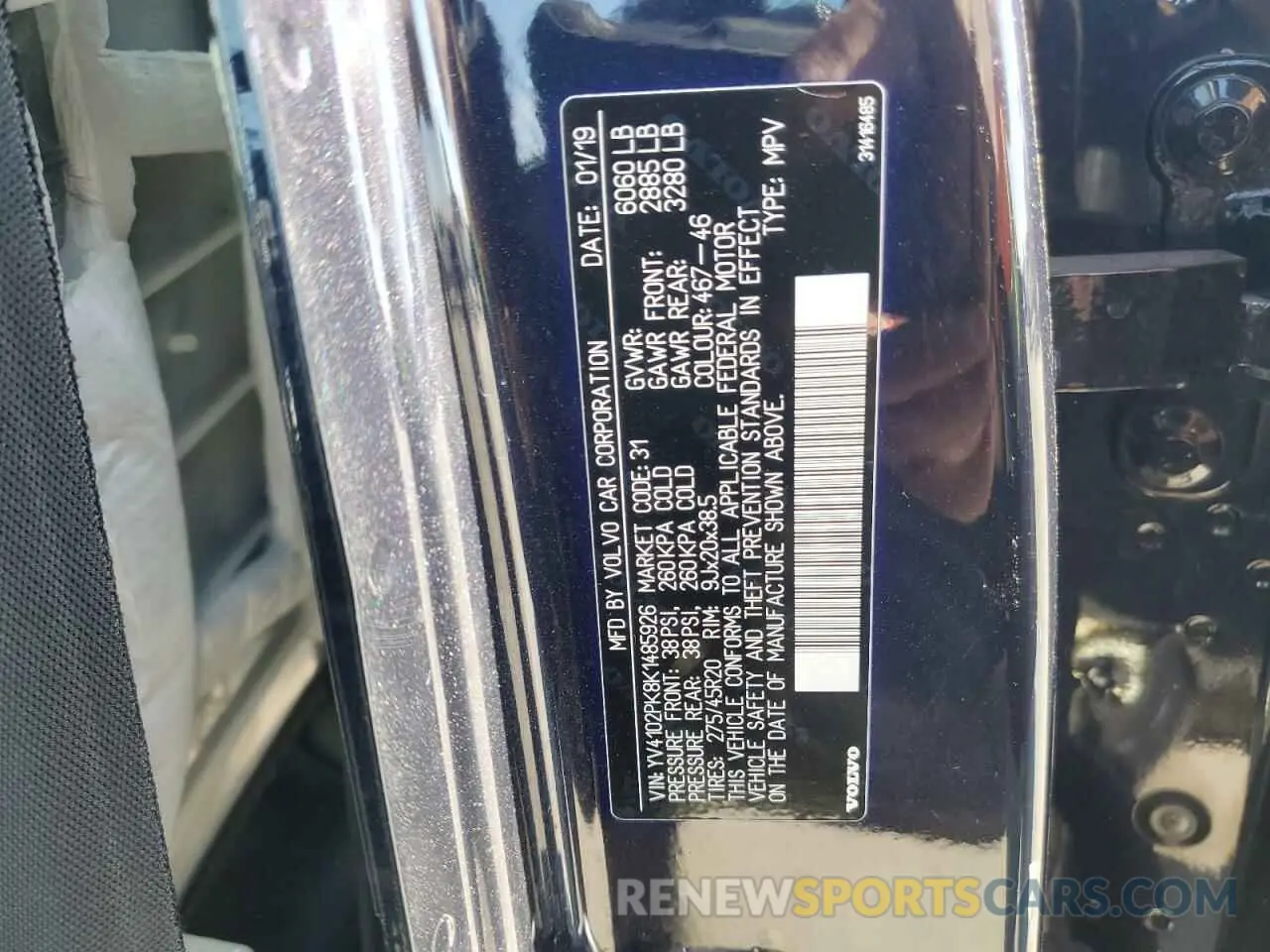 14 fotografías del automóvil dañado YV4102PK8K1485926 VOLVO XC90 2019