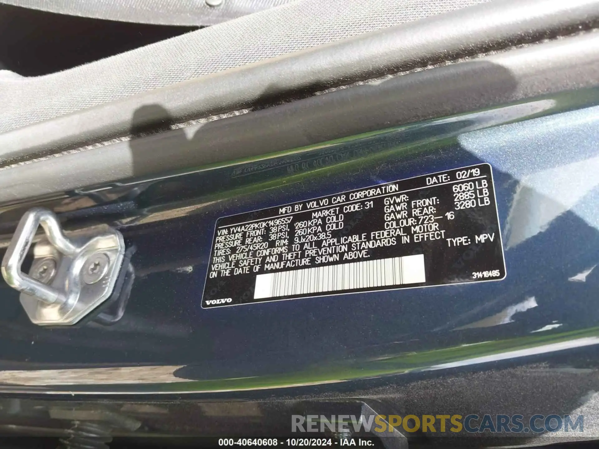 9 fotografías del automóvil dañado YV4A22PK0K1496557 VOLVO XC90 2019