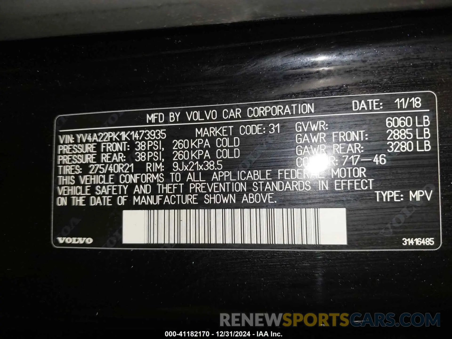 9 fotografías del automóvil dañado YV4A22PK1K1473935 VOLVO XC90 2019