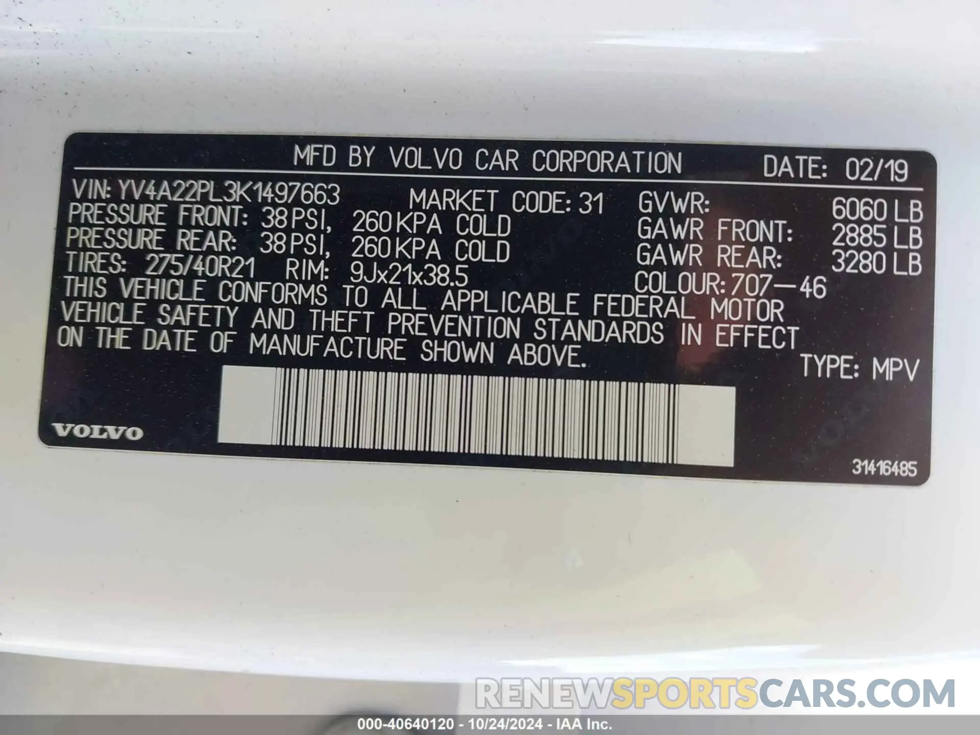 9 fotografías del automóvil dañado YV4A22PL3K1497663 VOLVO XC90 2019
