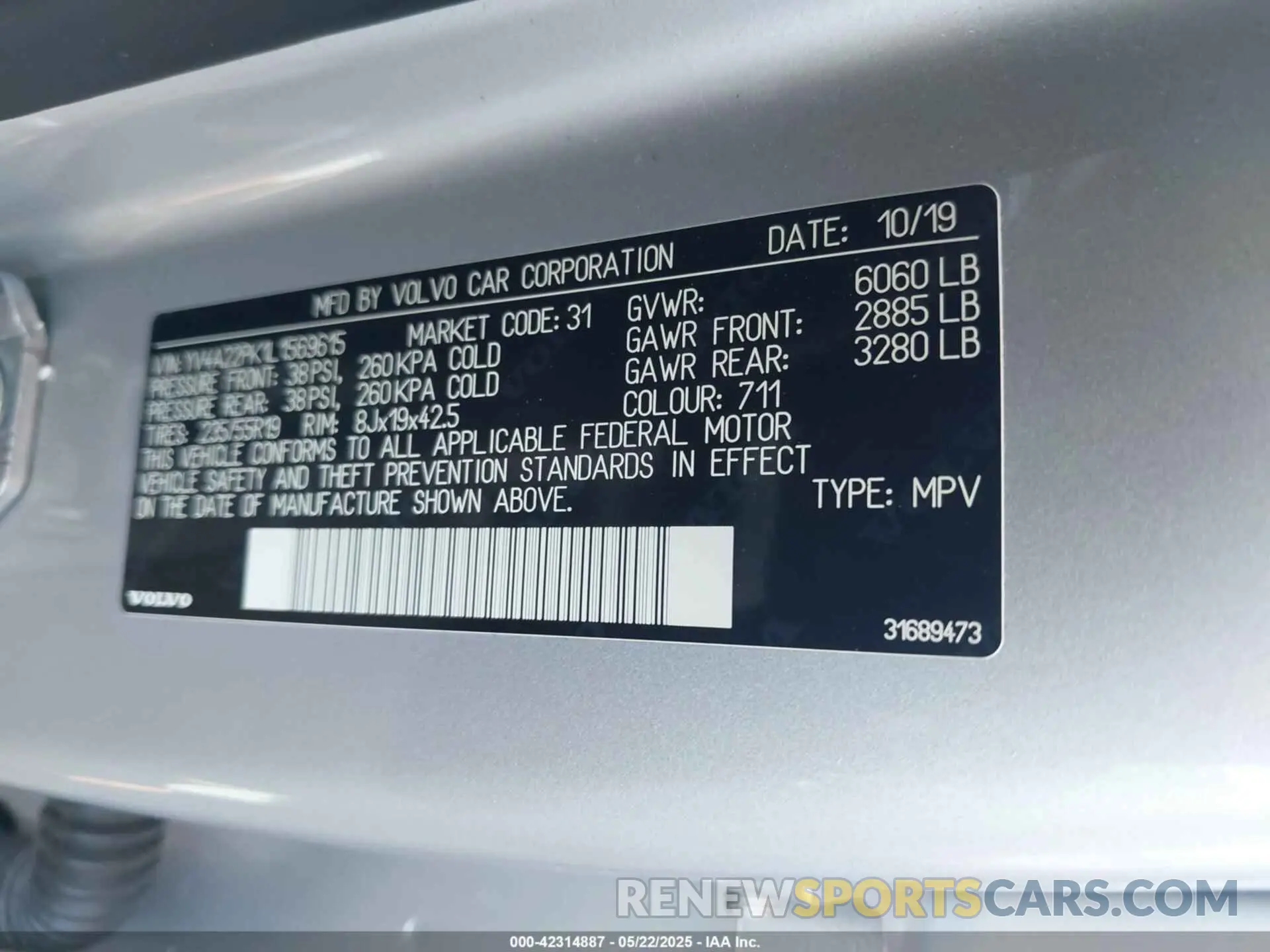 9 fotografías del automóvil dañado YV4A22PK1L1569615 VOLVO XC90 2020
