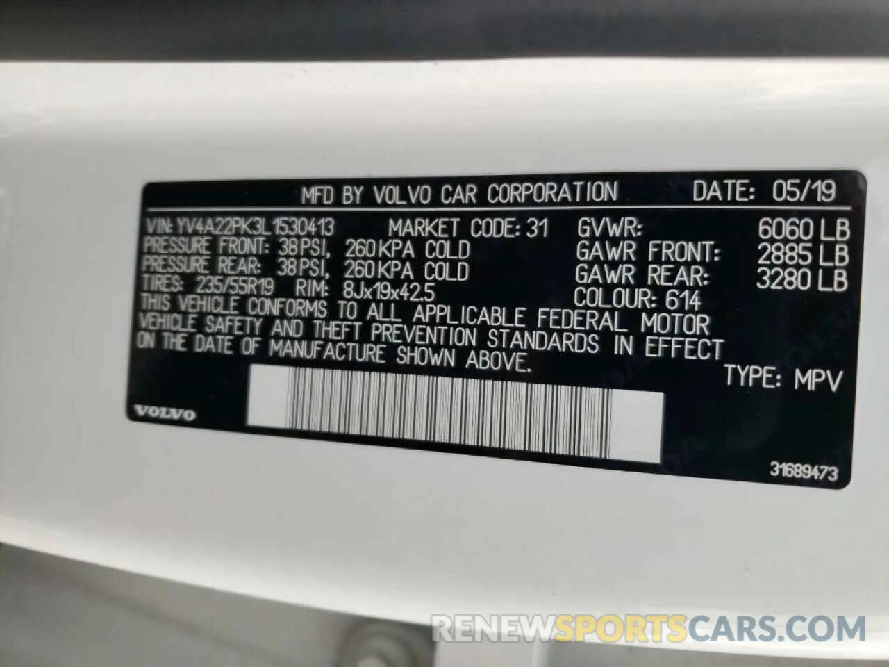10 fotografías del automóvil dañado YV4A22PK3L1530413 VOLVO XC90 2020
