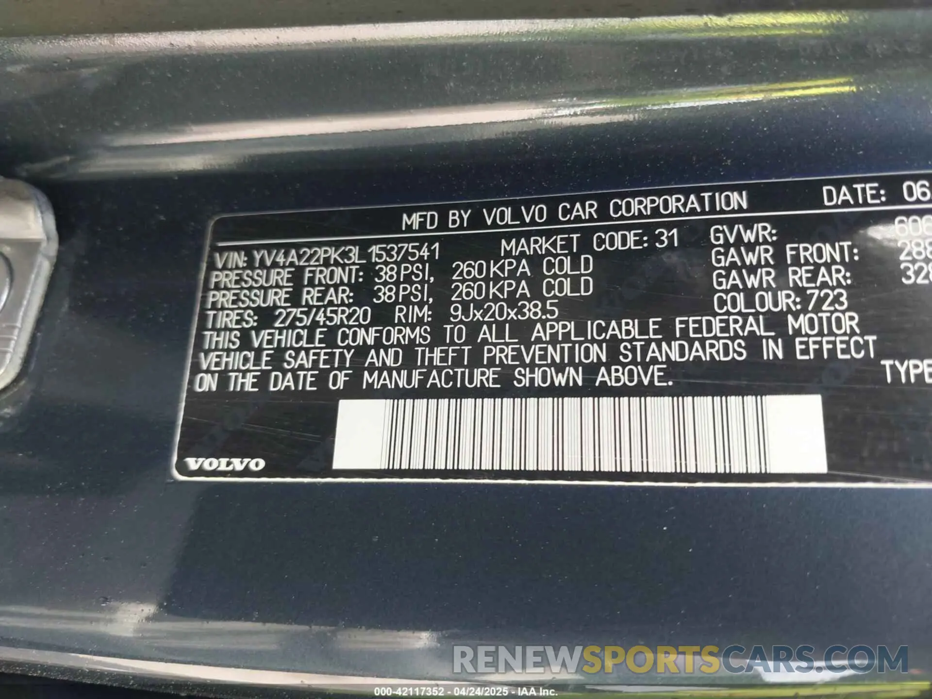 9 fotografías del automóvil dañado YV4A22PK3L1537541 VOLVO XC90 2020