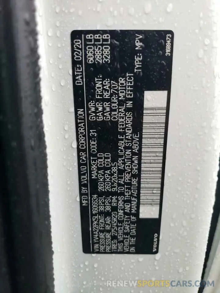 13 fotografías del automóvil dañado YV4A22PK5L1606634 VOLVO XC90 2020