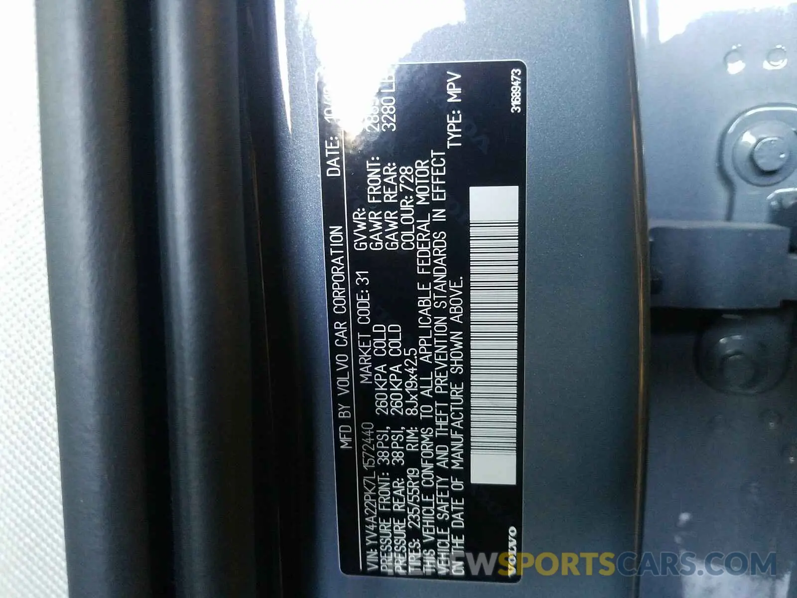 10 fotografías del automóvil dañado YV4A22PK7L1572440 VOLVO XC90 2020