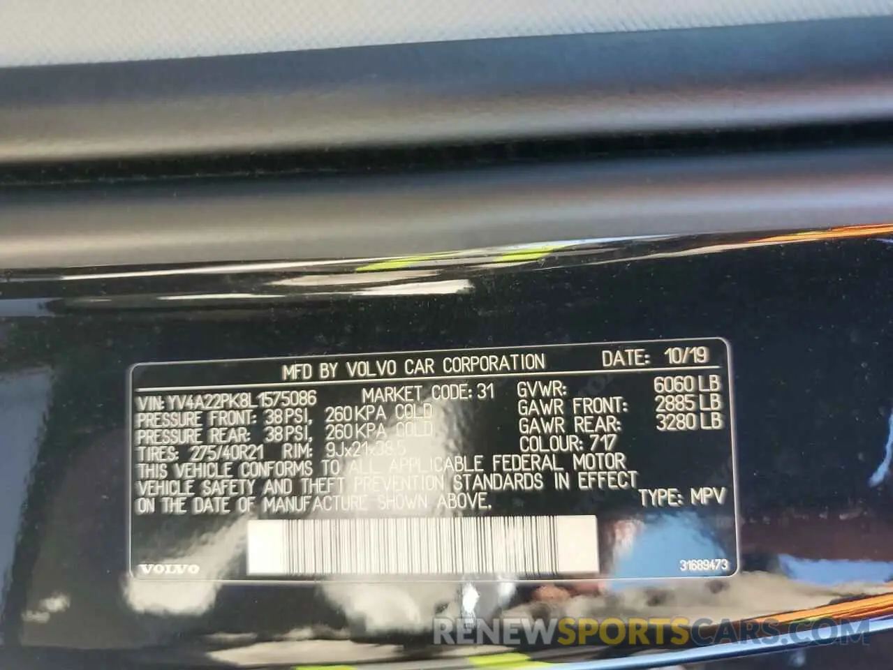13 fotografías del automóvil dañado YV4A22PK8L1575086 VOLVO XC90 2020