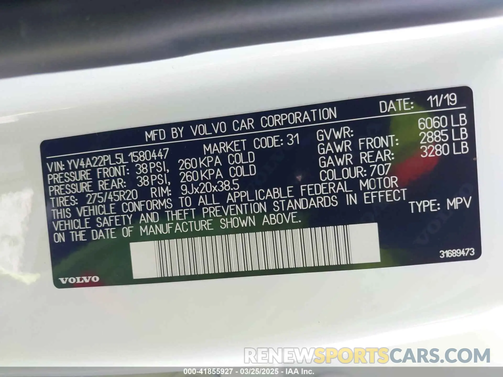 9 fotografías del automóvil dañado YV4A22PL5L1580447 VOLVO XC90 2020