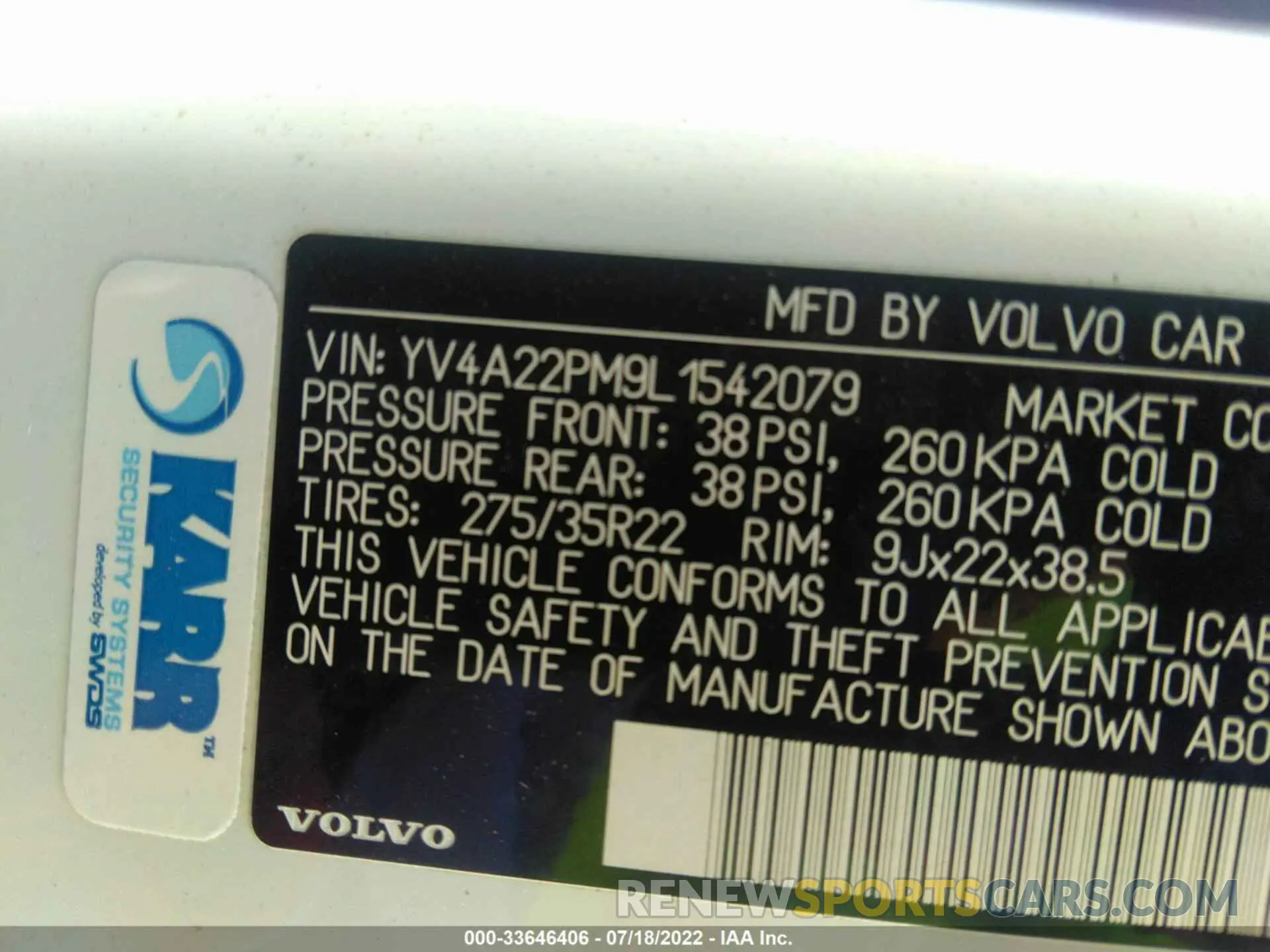 9 fotografías del automóvil dañado YV4A22PM9L1542079 VOLVO XC90 2020