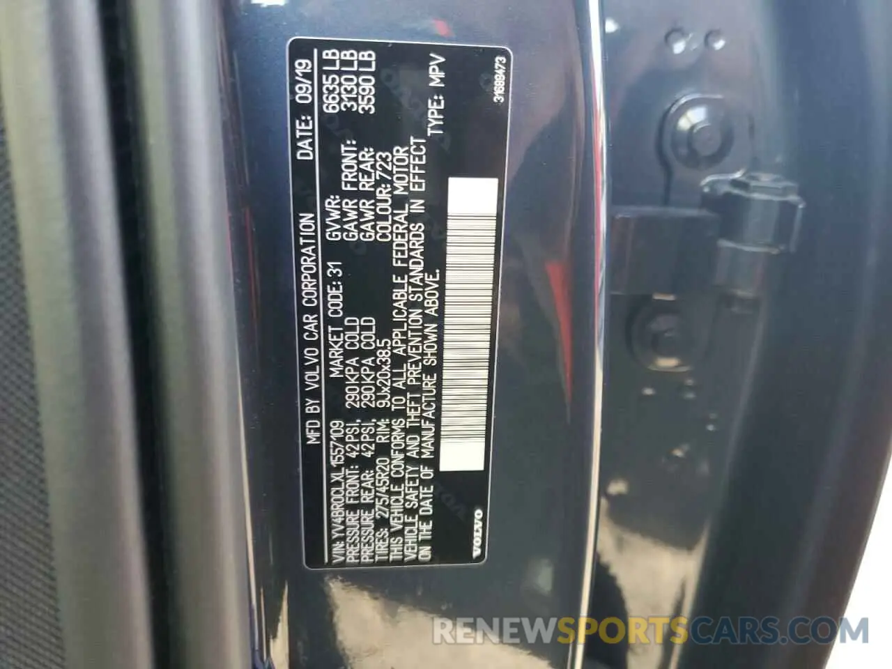 10 fotografías del automóvil dañado YV4BR0CLXL1557109 VOLVO XC90 2020