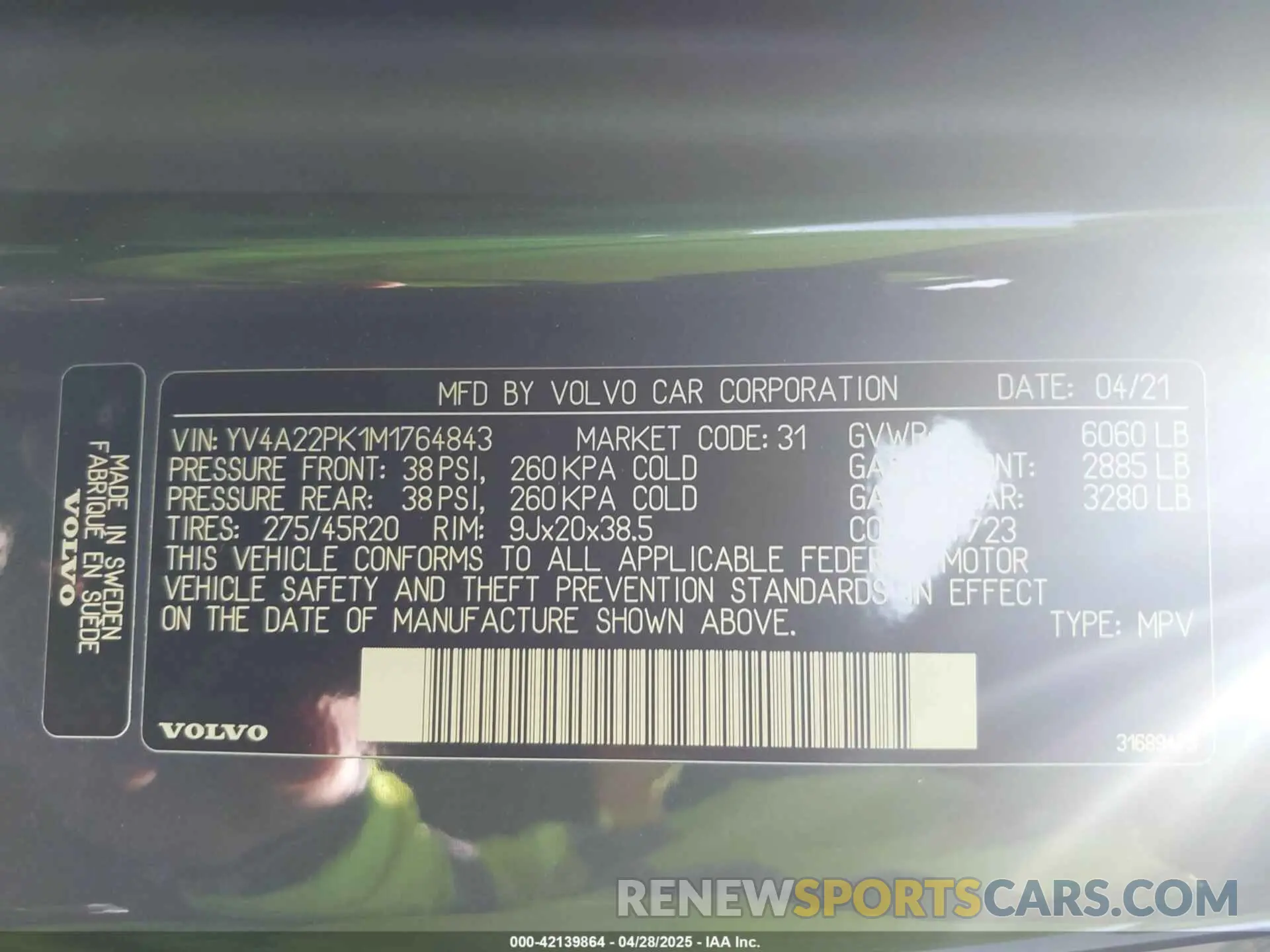 9 fotografías del automóvil dañado YV4A22PK1M1764843 VOLVO XC90 2021