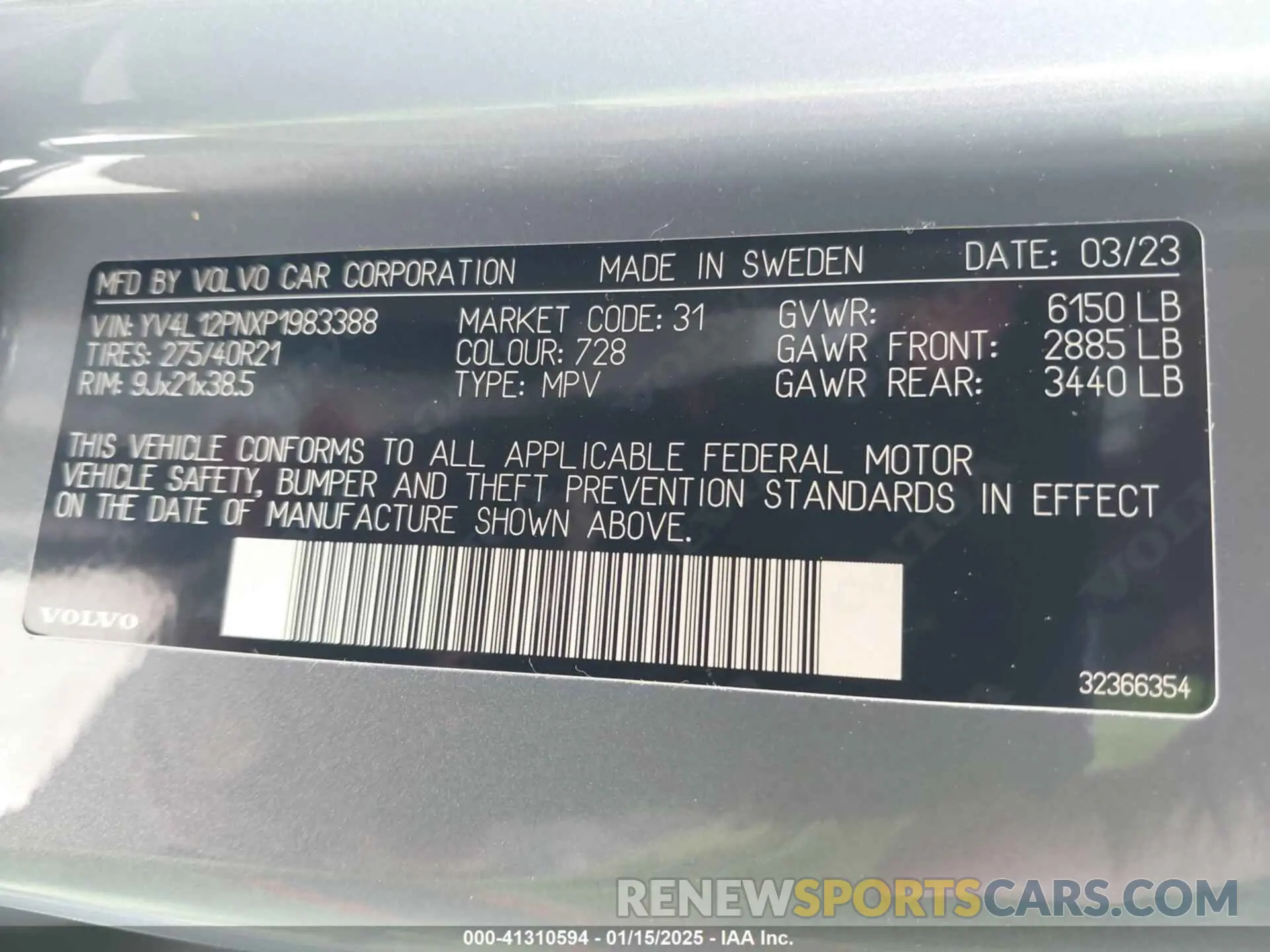 9 fotografías del automóvil dañado YV4L12PNXP1983388 VOLVO XC90 2023