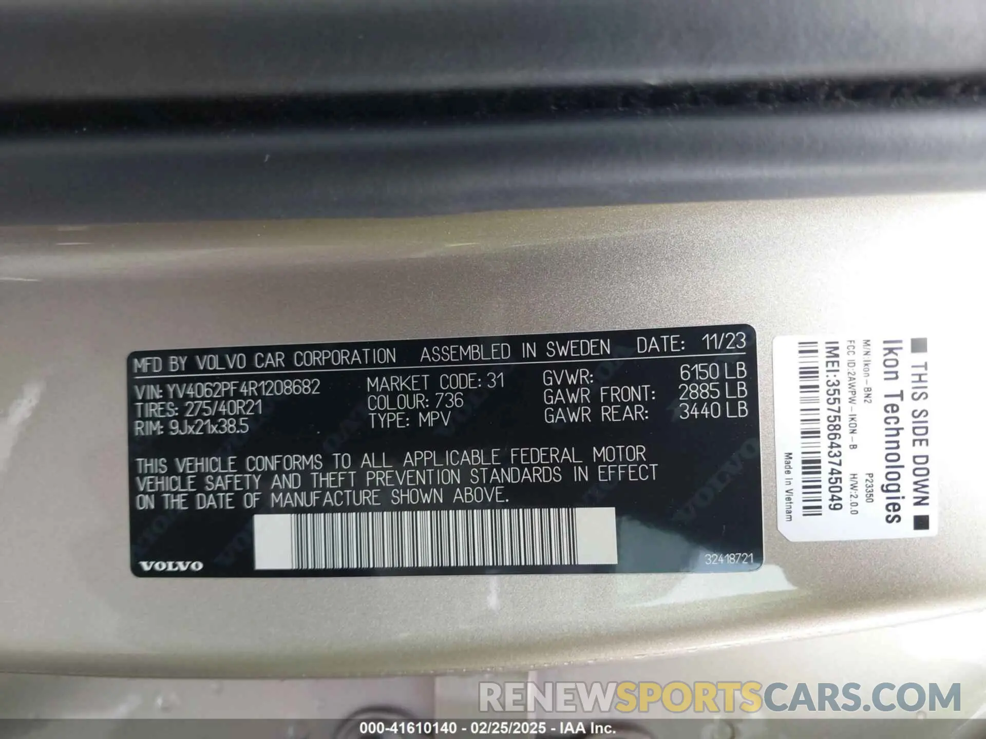 9 fotografías del automóvil dañado YV4062PF4R1208682 VOLVO XC90 2024