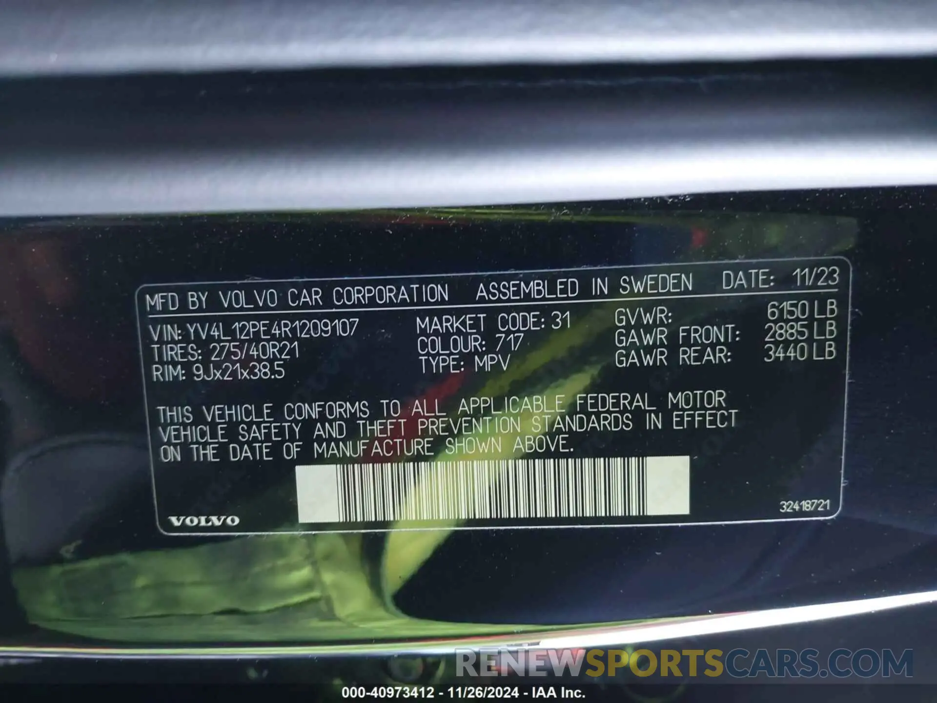 9 fotografías del automóvil dañado YV4L12PE4R1209107 VOLVO XC90 2024