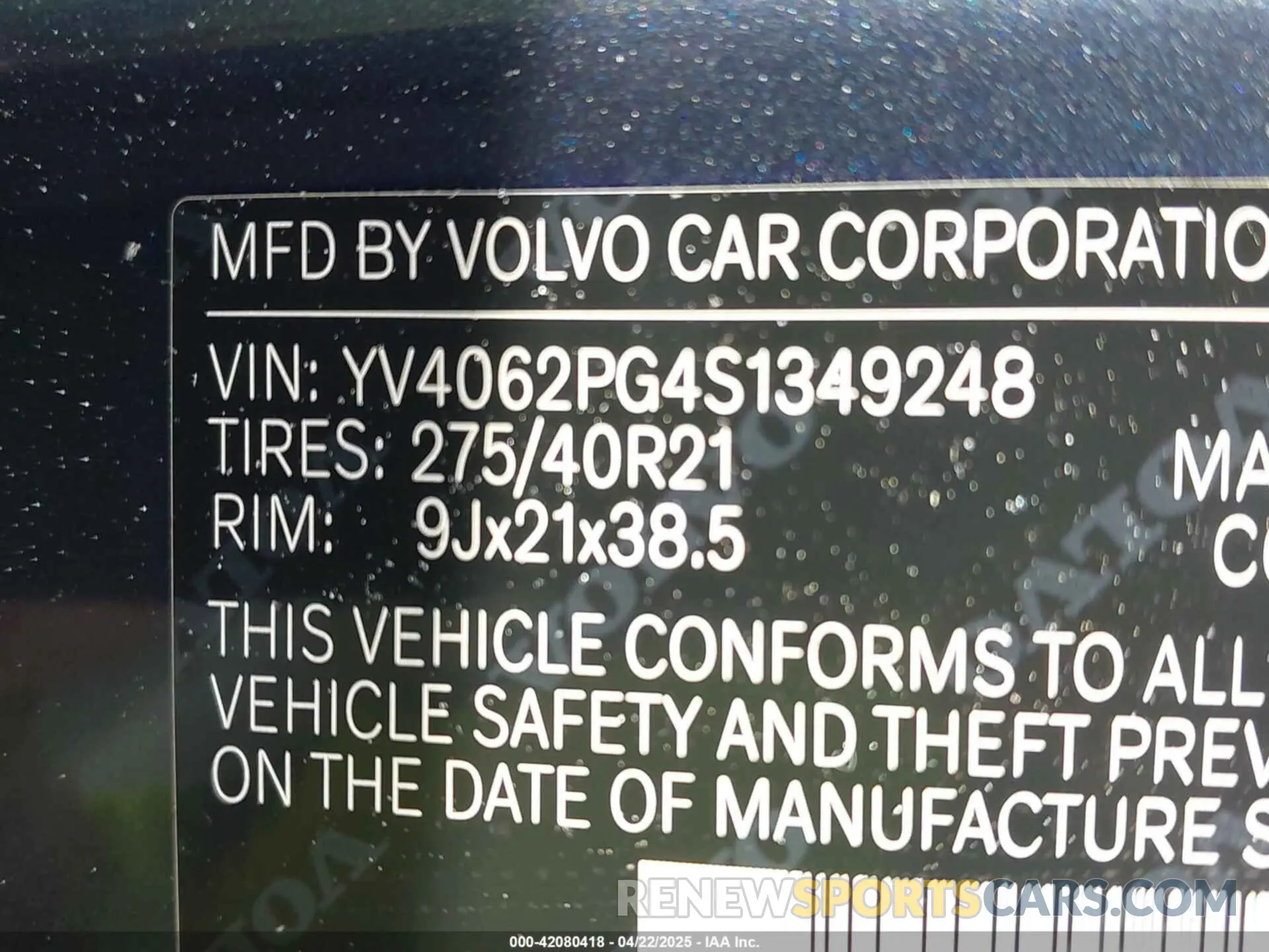 9 fotografías del automóvil dañado YV4062PG4S1349248 VOLVO XC90 2025