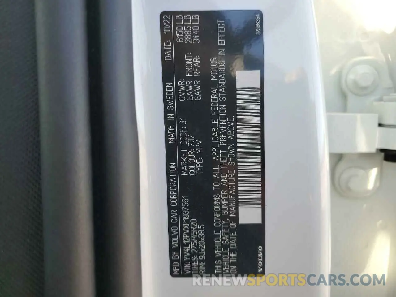 13 fotografías del automóvil dañado YV4L12PVXP1937561 VOLVO XC90 CORE 2023