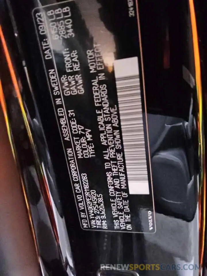 14 fotografías del automóvil dañado YV4062PE2R1182283 VOLVO XC90 PLUS 2024