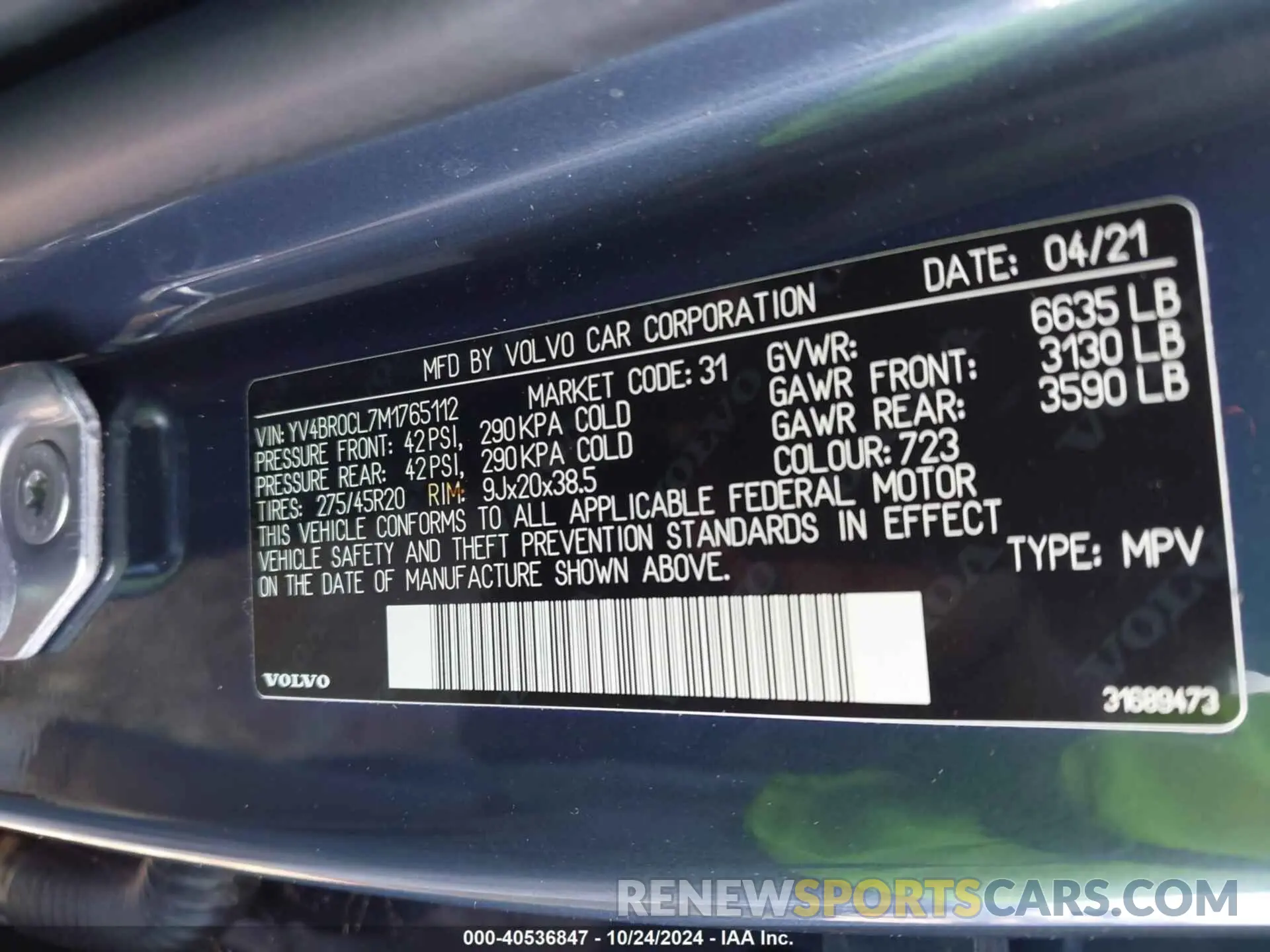 9 fotografías del automóvil dañado YV4BR0CL7M1765112 VOLVO XC90 RECHARGE PLUG-IN HYBRID 2021