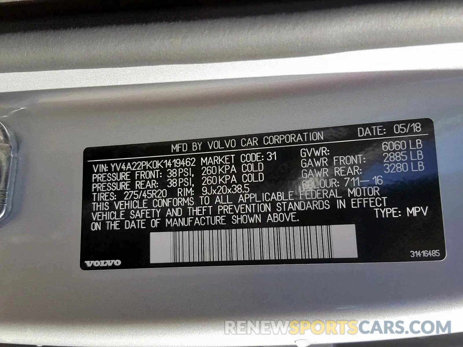 10 fotografías del automóvil dañado YV4A22PK0K1419462 VOLVO XC90 T6 2019