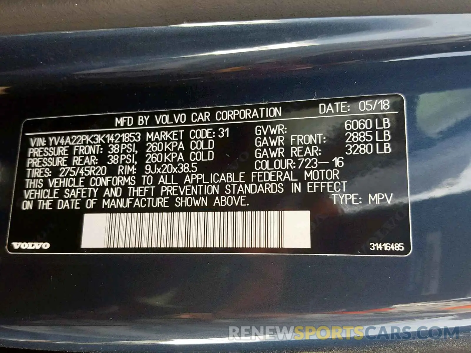 10 fotografías del automóvil dañado YV4A22PK3K1421853 VOLVO XC90 T6 2019