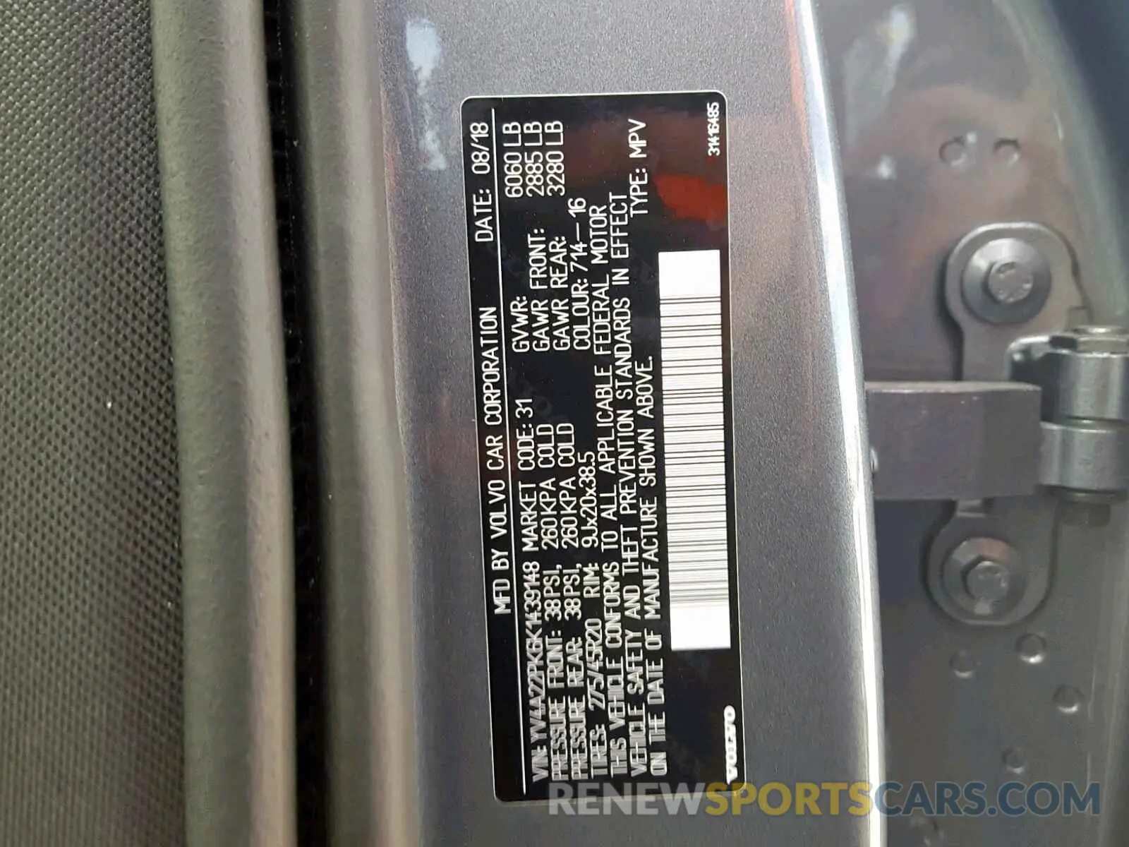 10 fotografías del automóvil dañado YV4A22PK6K1439148 VOLVO XC90 T6 2019