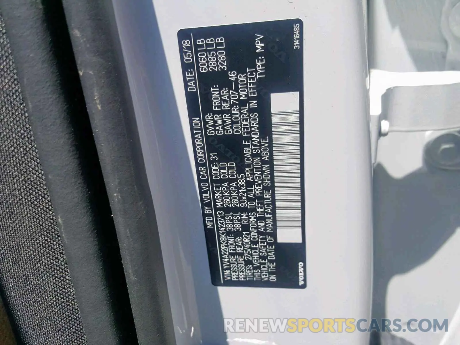 10 fotografías del automóvil dañado YV4A22PK8K1423713 VOLVO XC90 T6 2019