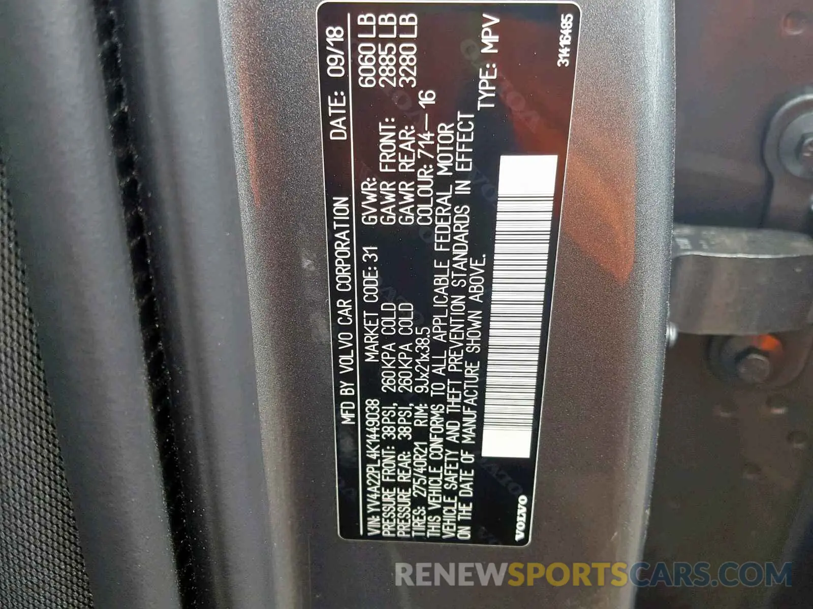 10 fotografías del automóvil dañado YV4A22PL4K1449038 VOLVO XC90 T6 2019